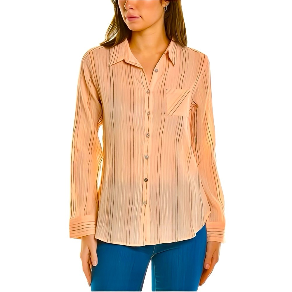 Chaser Crinkle Button Down Top